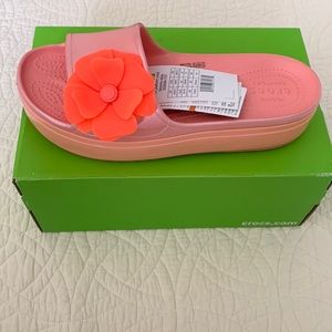 Crocs platform slides
